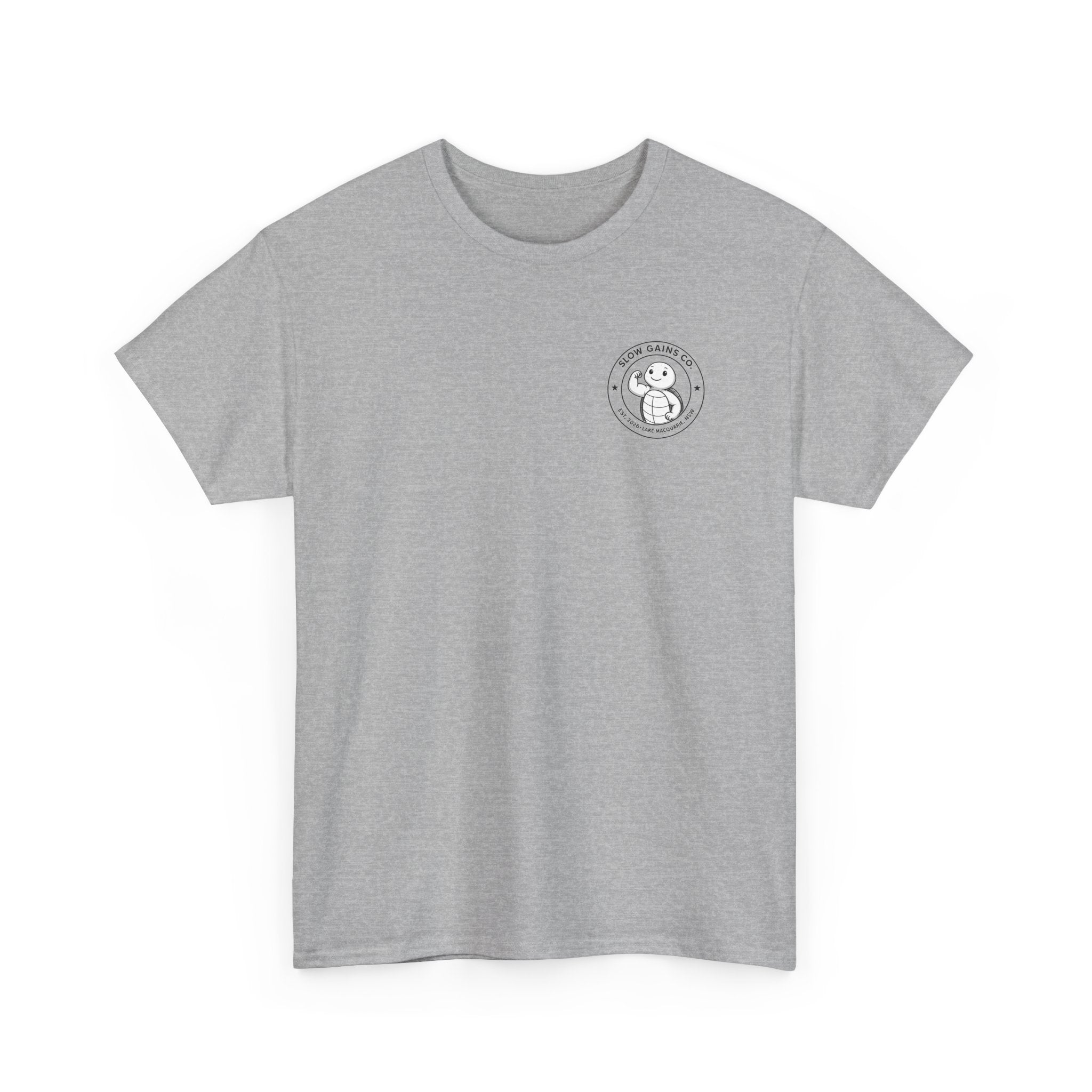 Slow Gains Co Turtle Gym T-Shirt – Casual Fitness Tee - Logo Edition