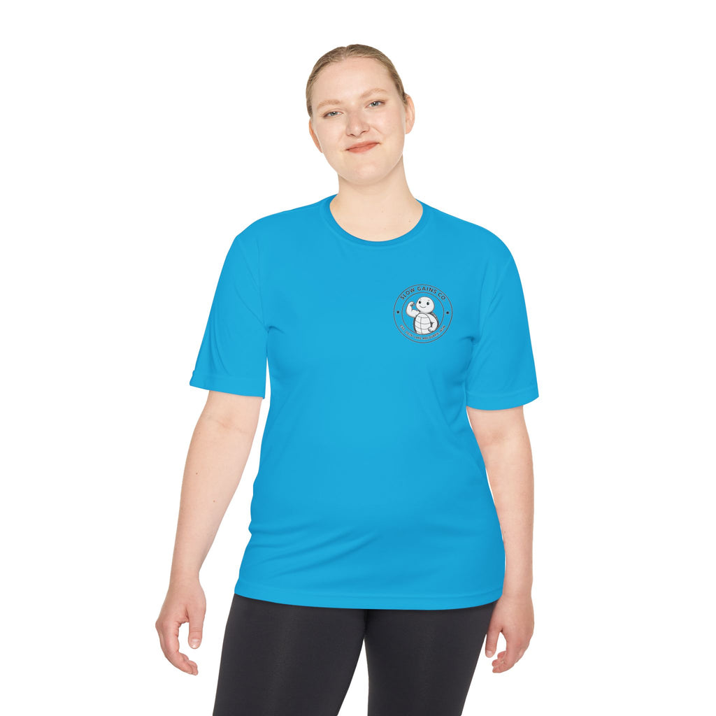 Slow Gains Co. - Breathable Activewear Training Tee for Men & Women - Logo