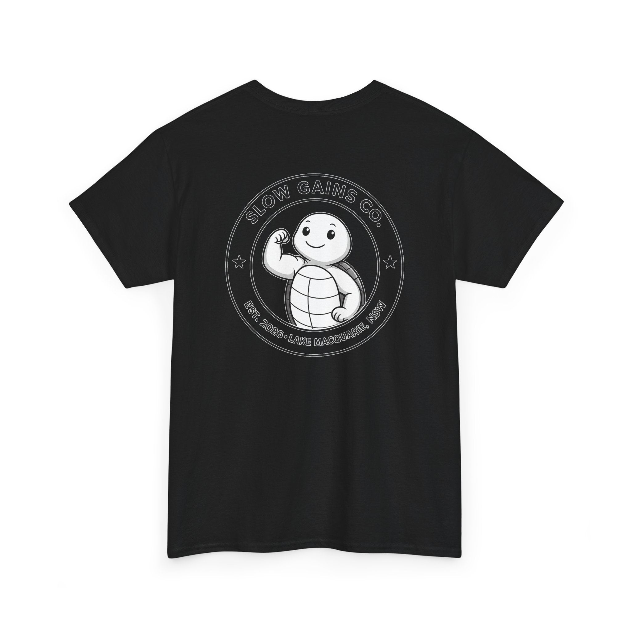 Slow Gains Co Turtle Gym T-Shirt – Casual Fitness Tee - Logo Edition