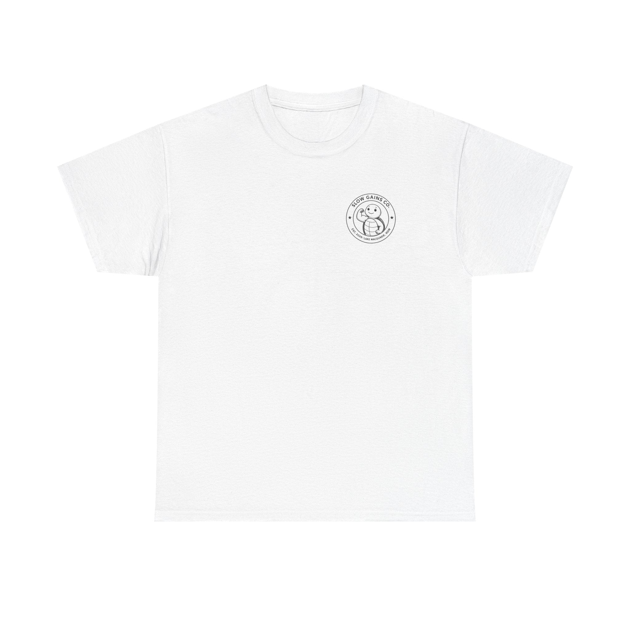 Slow Gains Co Turtle Gym T-Shirt – Casual Fitness Tee - Logo Edition