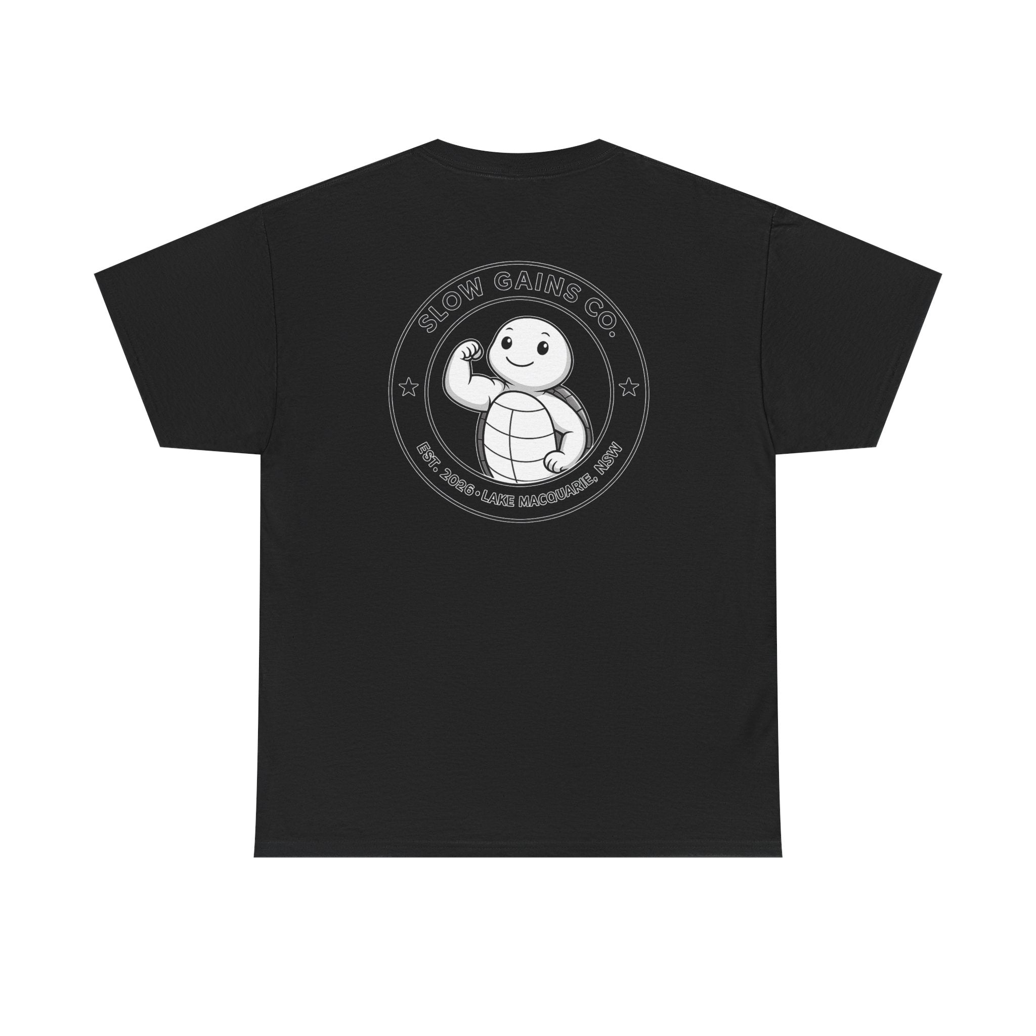 Slow Gains Co Turtle Gym T-Shirt – Casual Fitness Tee - Logo Edition