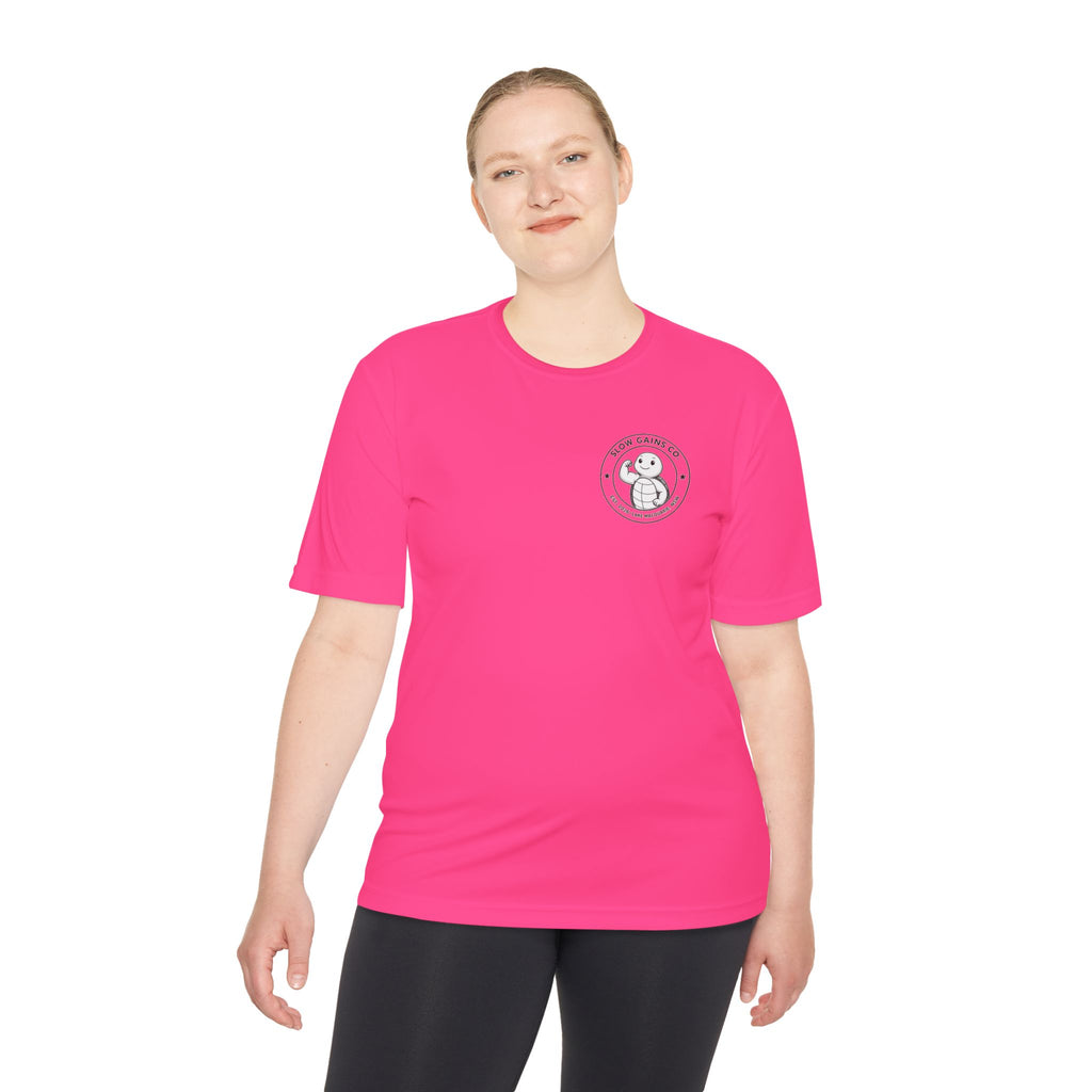 Slow Gains Co. - Breathable Activewear Training Tee for Men & Women - Logo