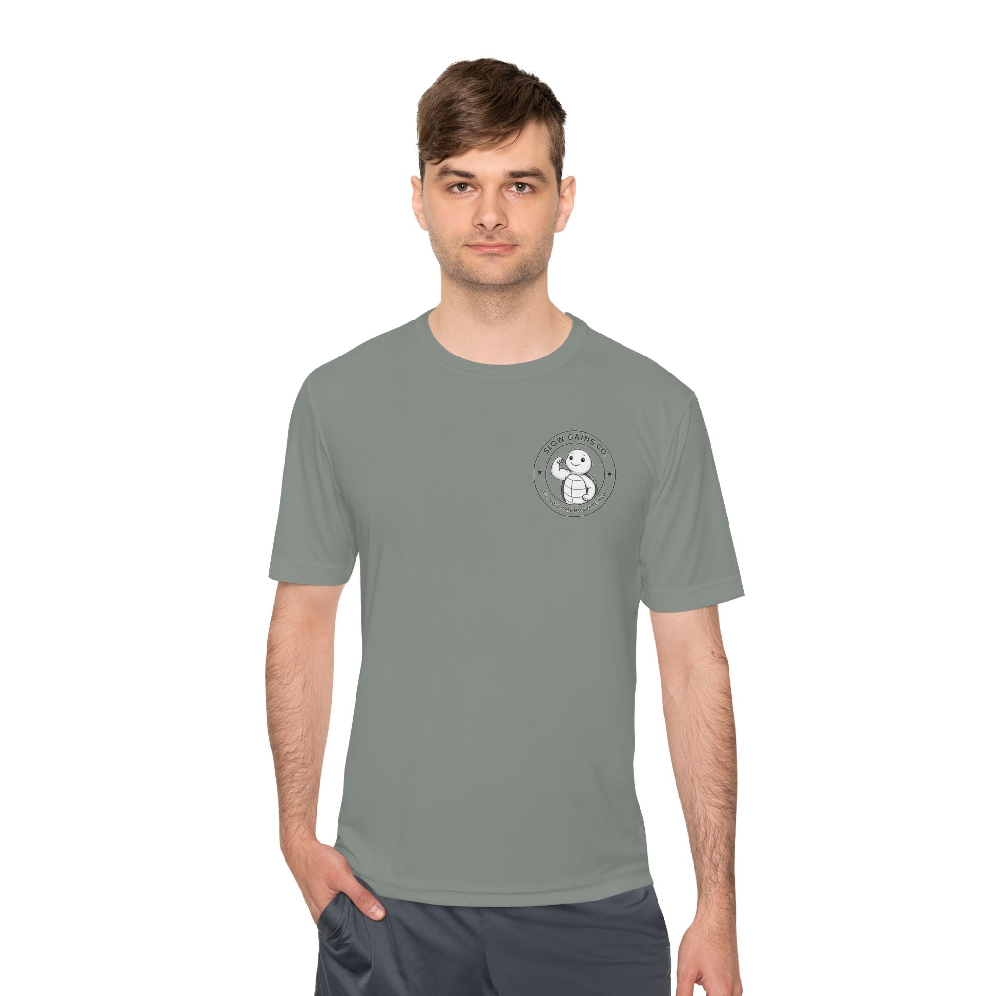 Slow Gains Co. - Breathable Activewear Training Tee for Men & Women - Logo