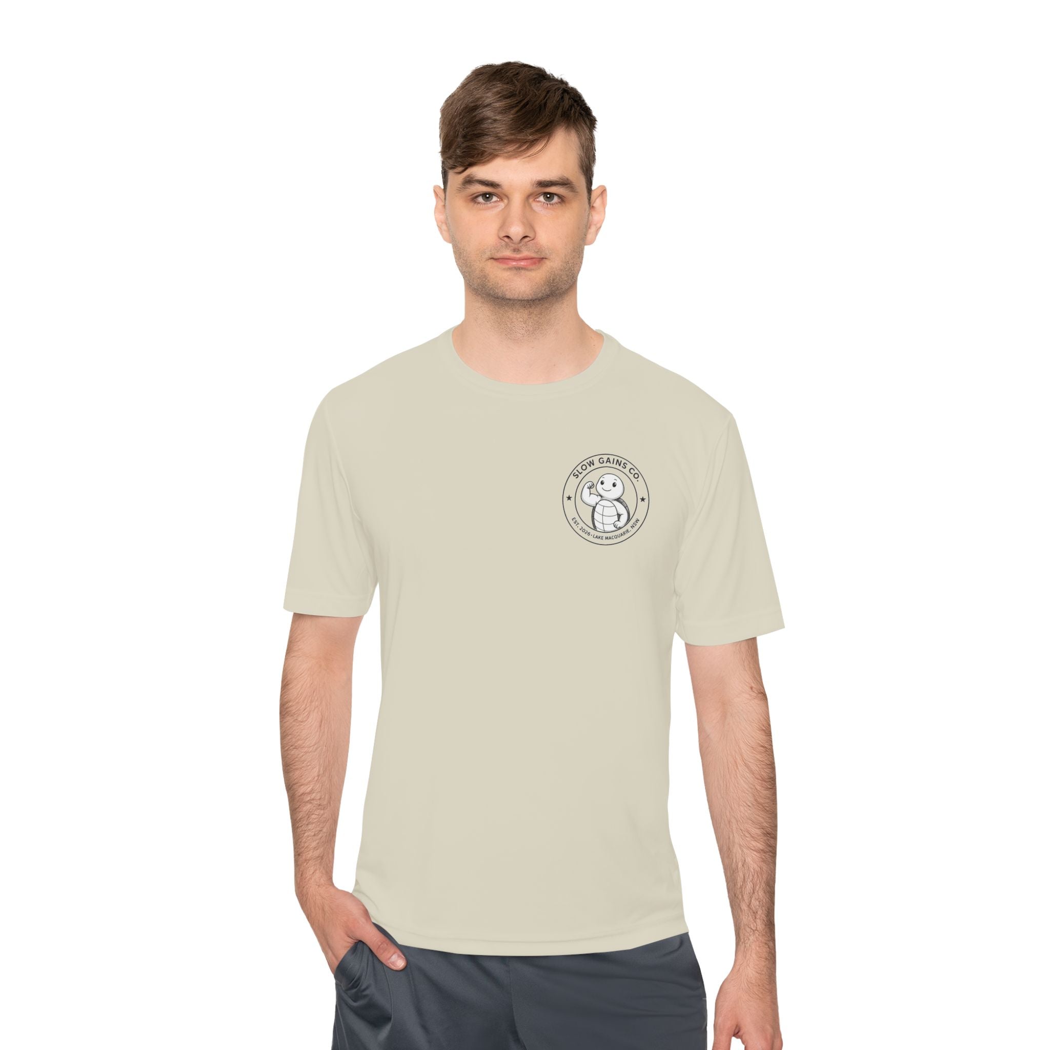 Slow Gains Co. - Breathable Activewear Training Tee for Men & Women - Logo