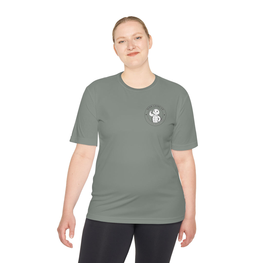 Slow Gains Co. - Breathable Activewear Training Tee for Men & Women - Logo