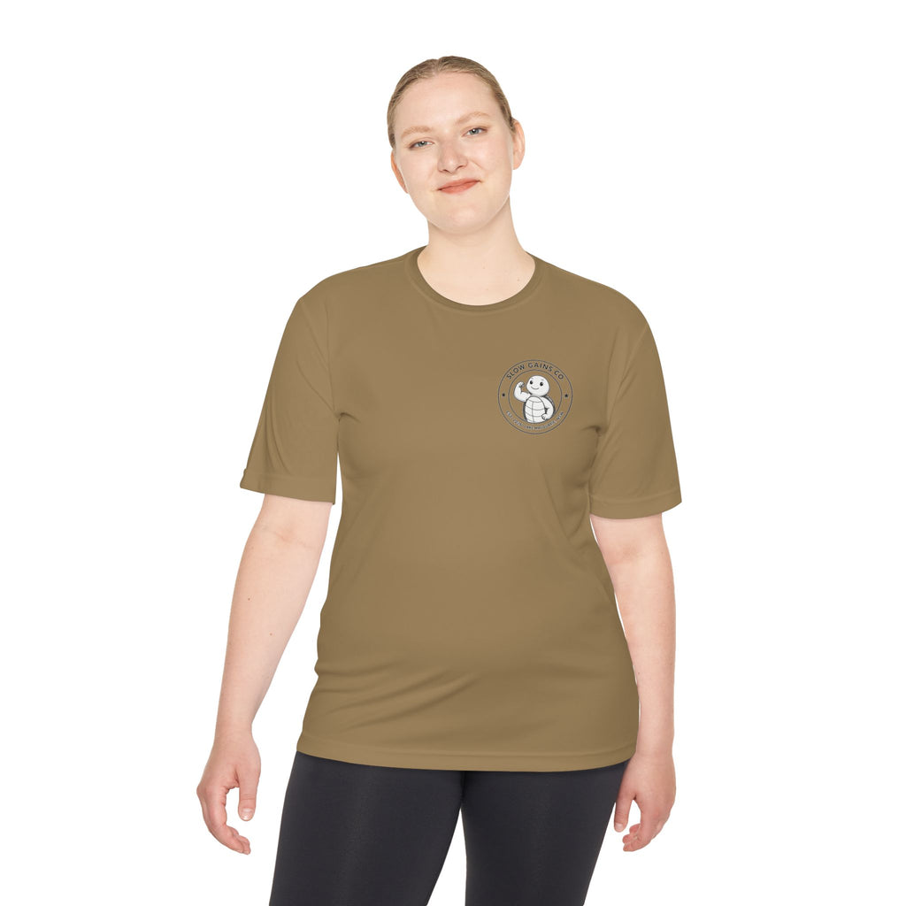 Slow Gains Co. - Breathable Activewear Training Tee for Men & Women - Logo