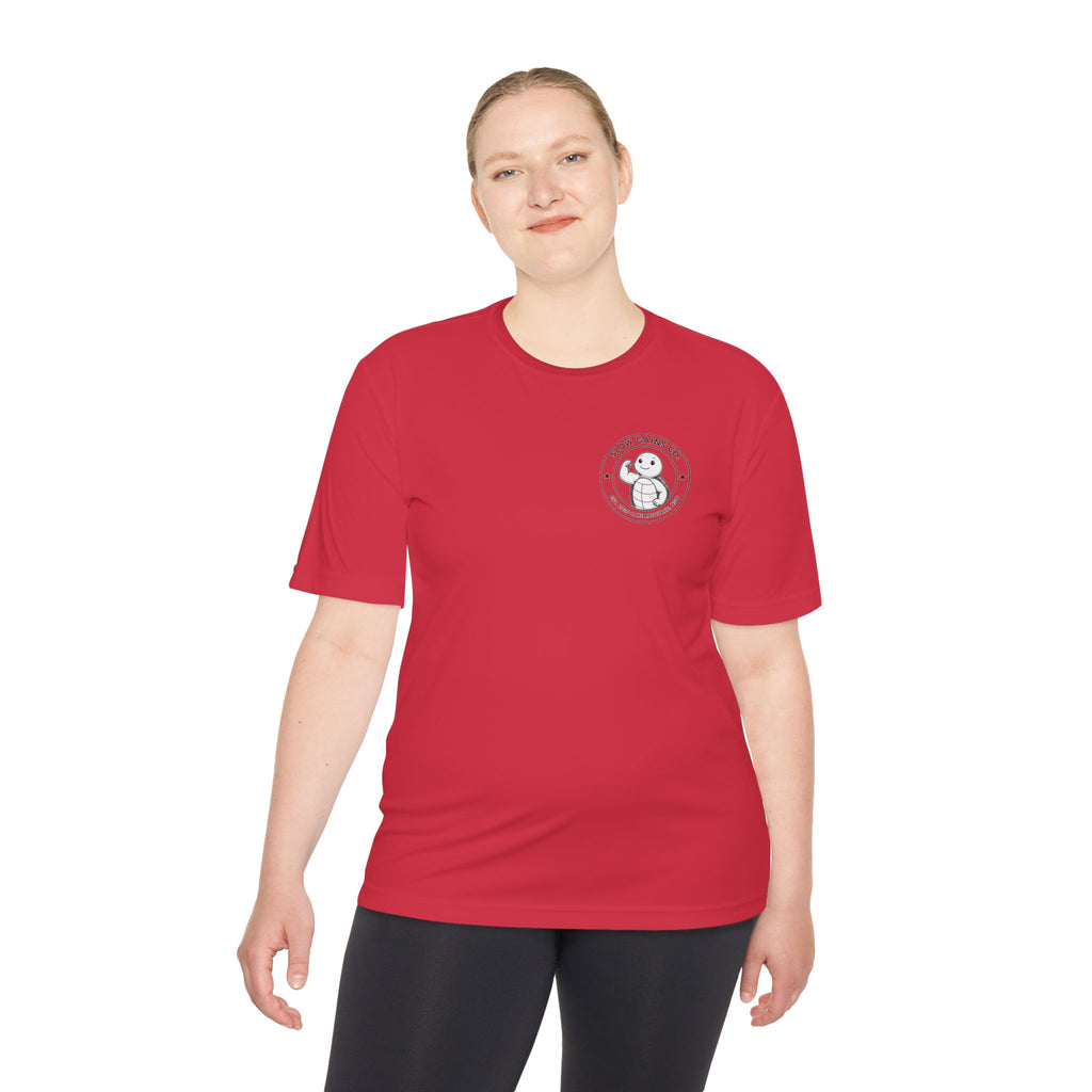 Slow Gains Co. - Breathable Activewear Training Tee for Men & Women - Logo