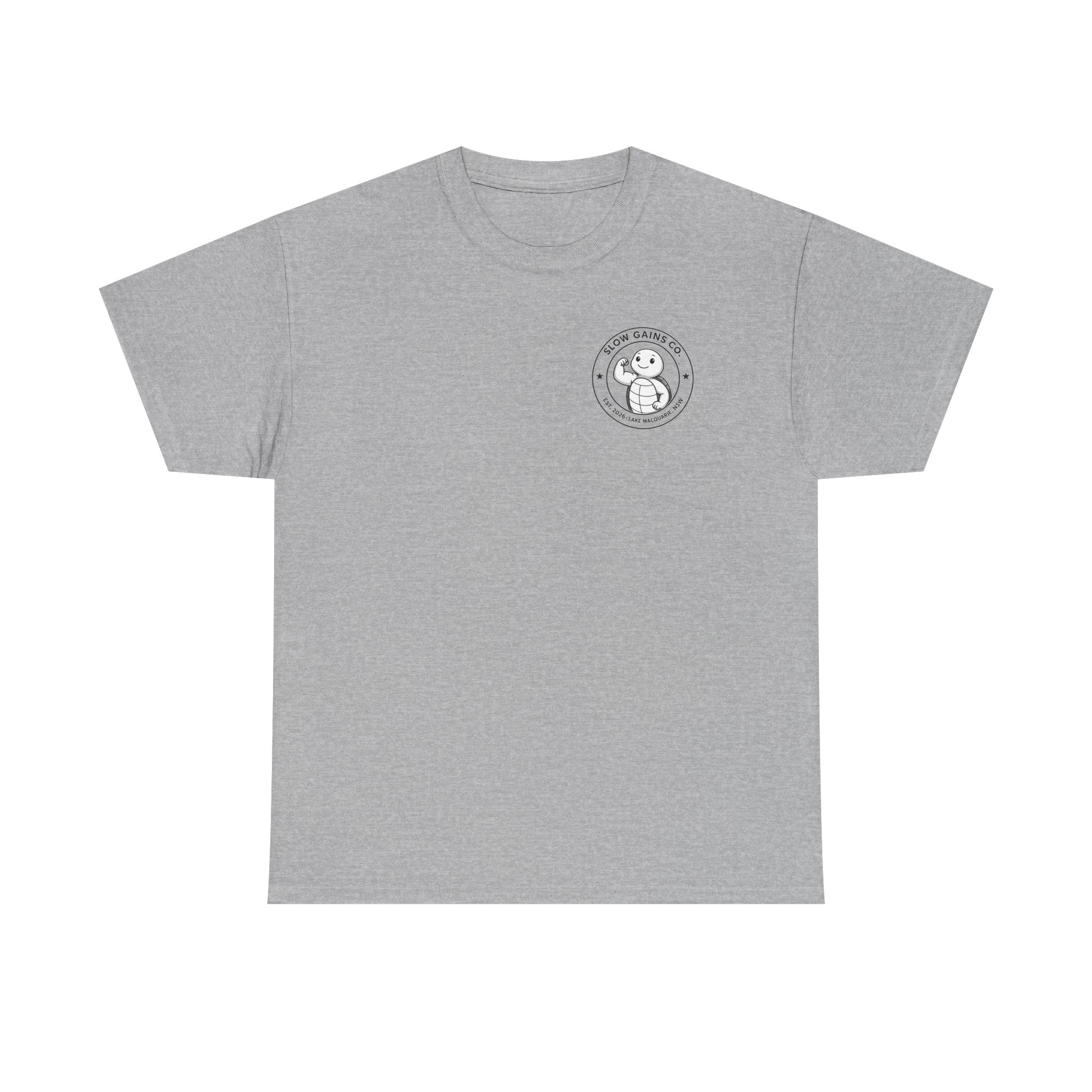 Slow Gains Co Turtle Gym T-Shirt – Casual Fitness Tee - Logo