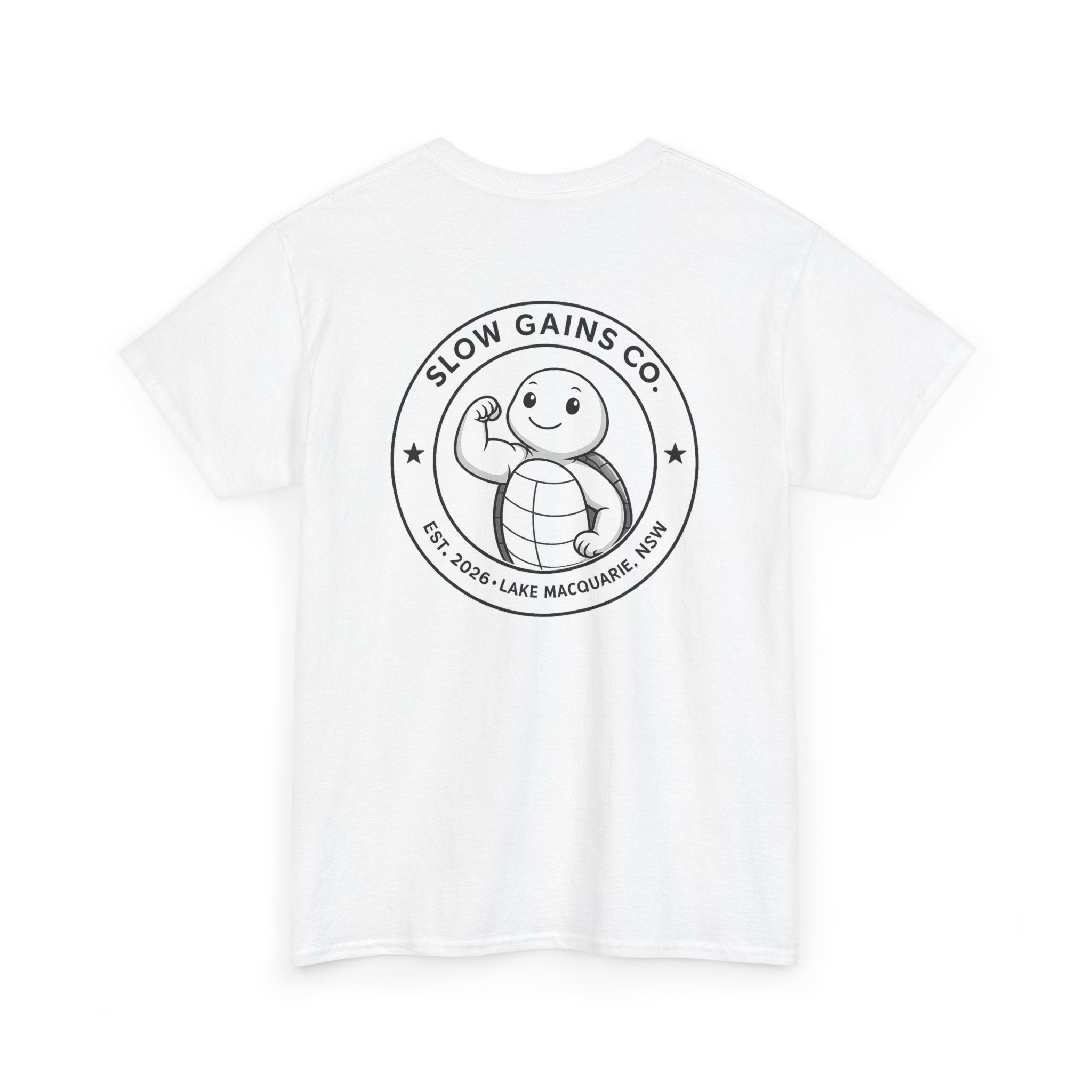 Slow Gains Co Turtle Gym T-Shirt – Casual Fitness Tee - Logo Edition