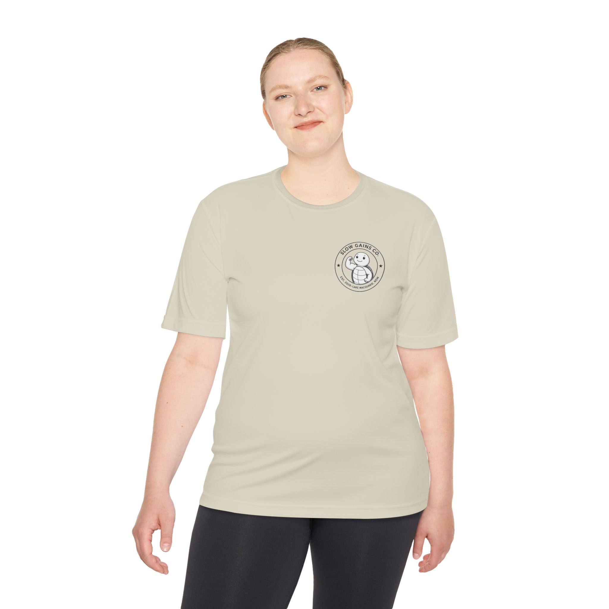 Slow Gains Co. - Breathable Activewear Training Tee for Men & Women - Logo