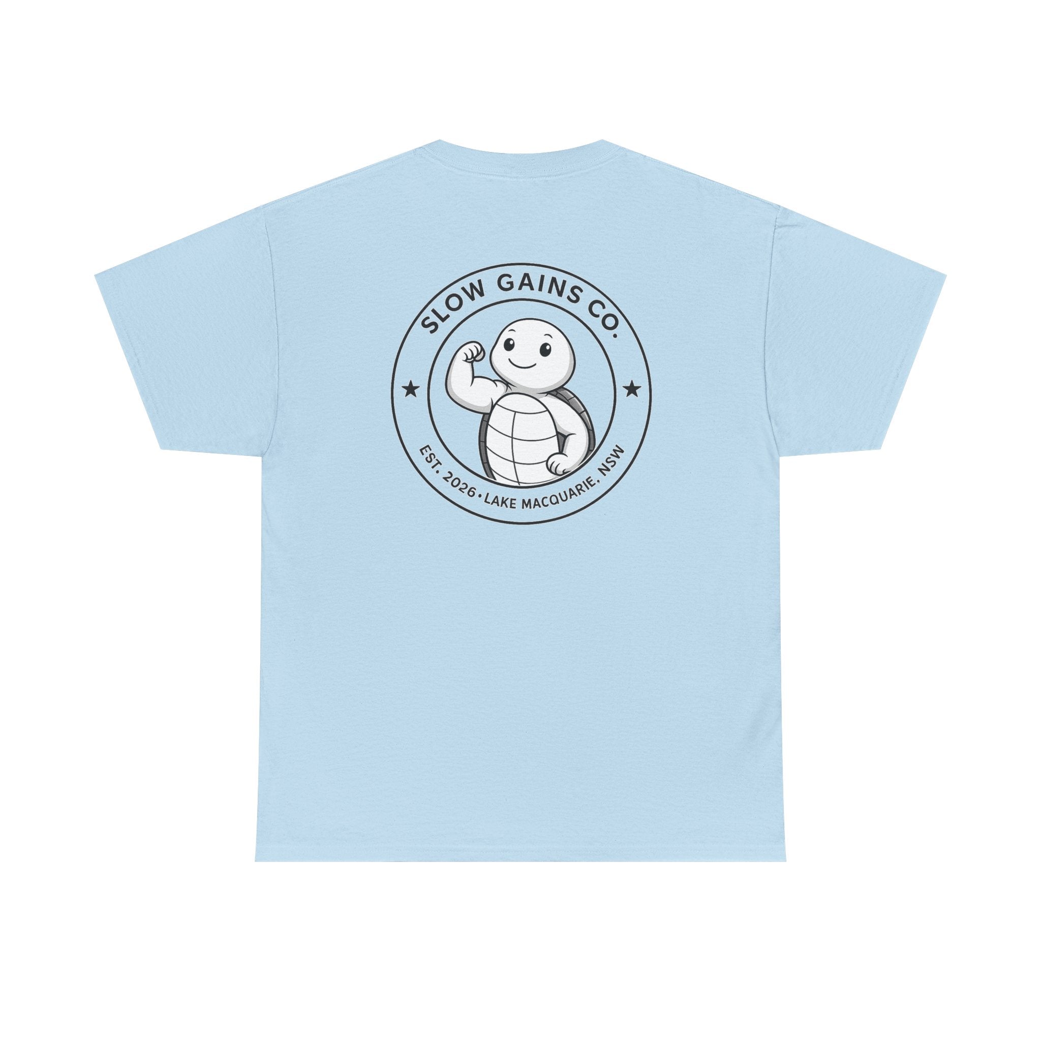 Slow Gains Co Turtle Gym T-Shirt – Casual Fitness Tee - Logo Edition